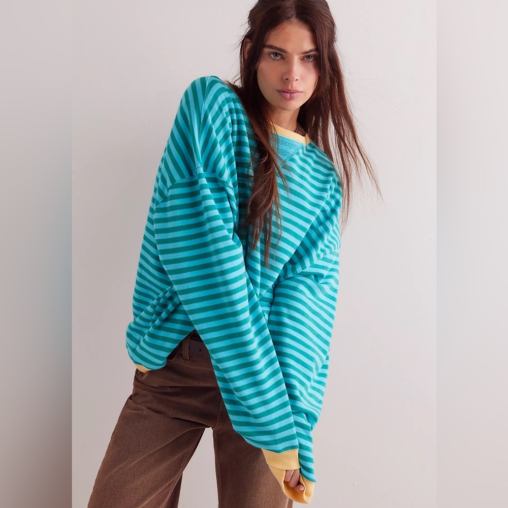 Classic Striped Oversized Crewneck Free people